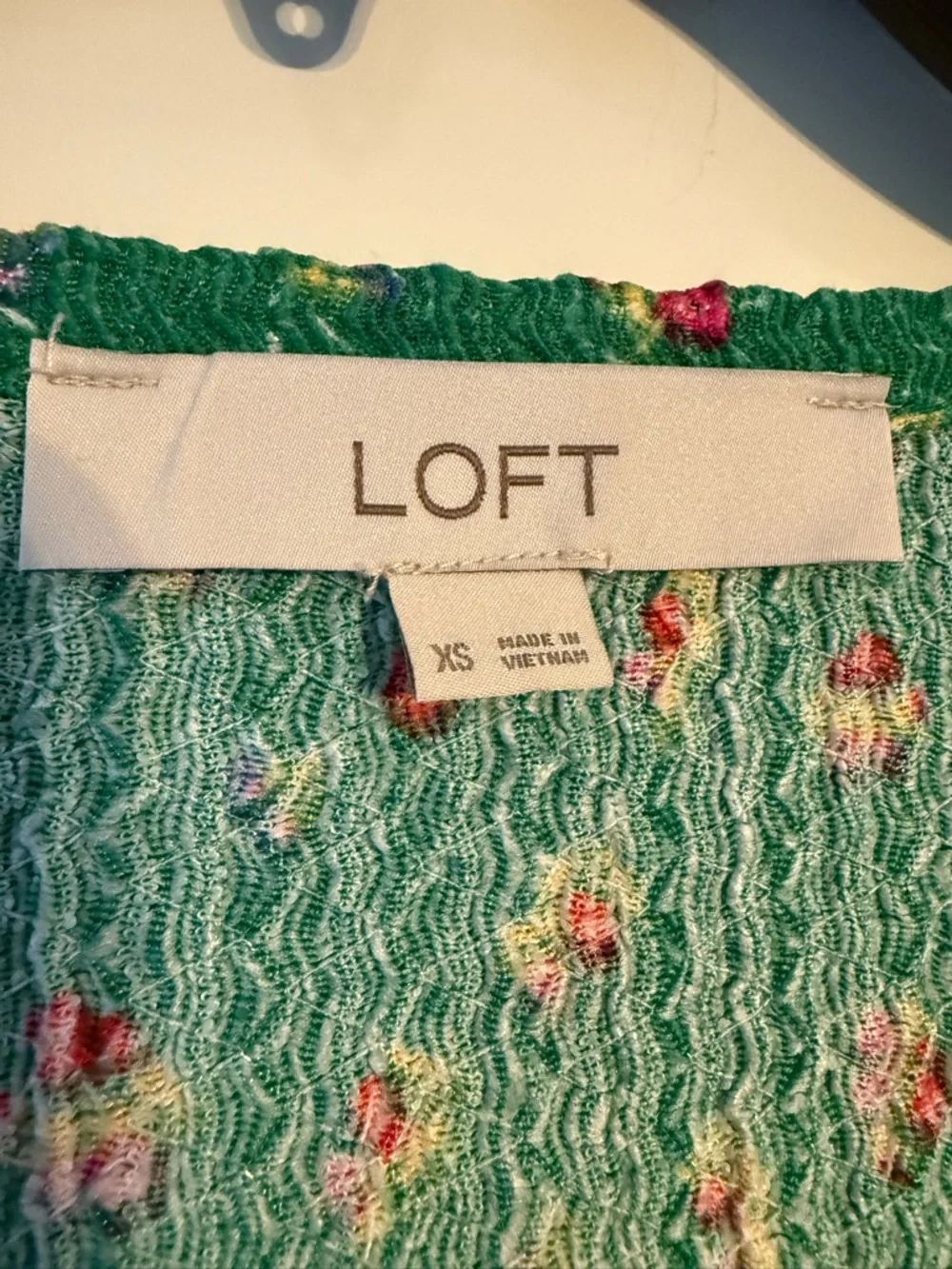 LOFT Emerald Green Floral Scoop-Neck Blouse